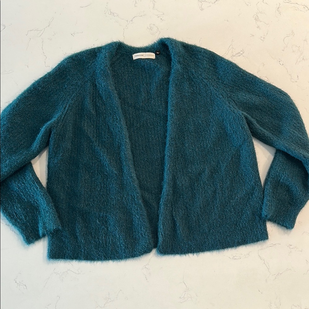 Anthropologie Blue Cardigan Plush Sweater